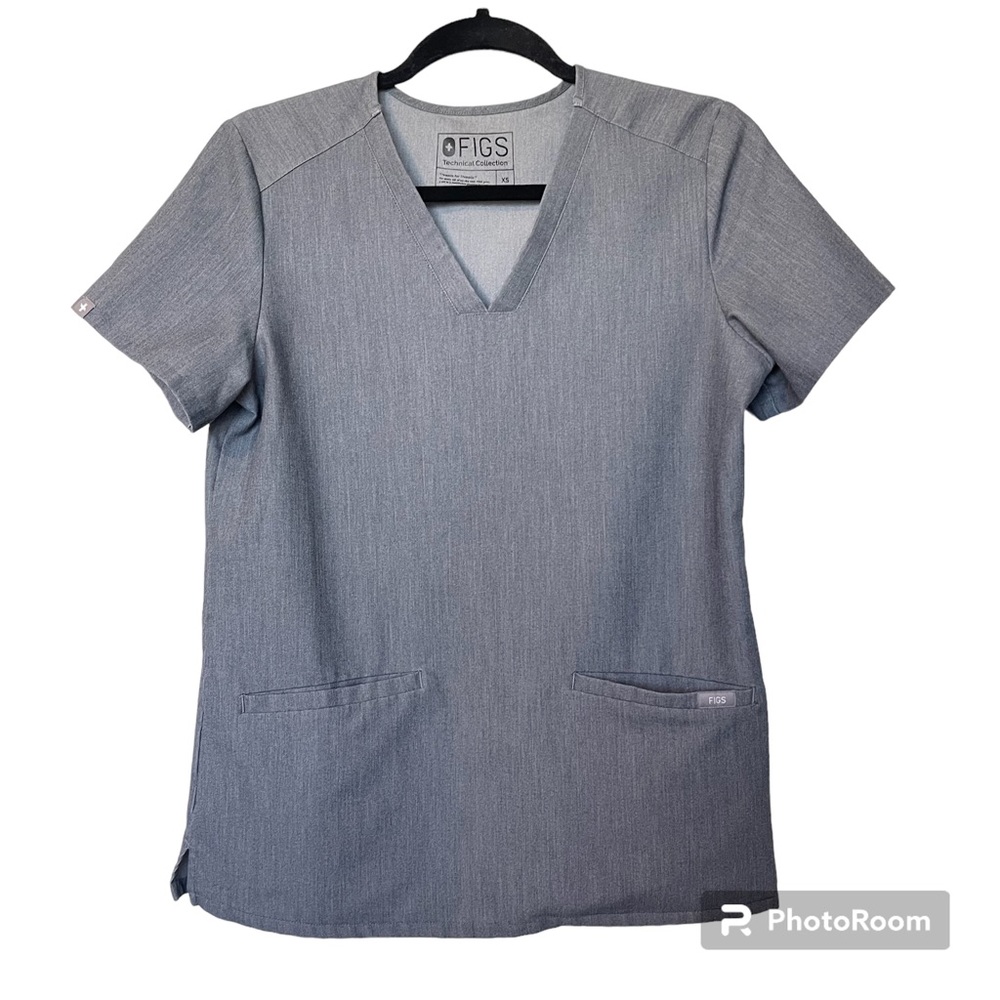 Figs Technical Collection Scrub Top Gray Short Sleeve